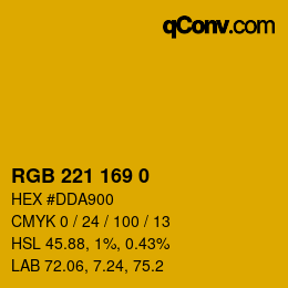 Color code: RGB 221 169 0 | qconv.com