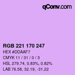 Color code: RGB 221 170 247 | qconv.com
