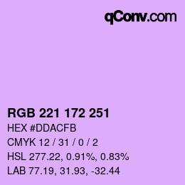 Color code: RGB 221 172 251 | qconv.com