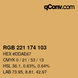Color code: RGB 221 174 103 | qconv.com