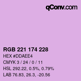 カラーコード: RGB 221 174 228 | qconv.com
