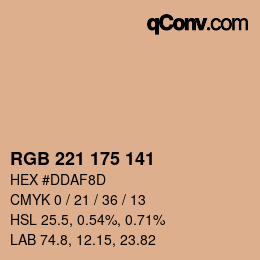 Color code: RGB 221 175 141 | qconv.com