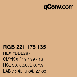 Color code: RGB 221 178 135 | qconv.com