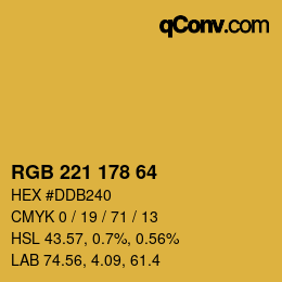 Color code: RGB 221 178 64 | qconv.com