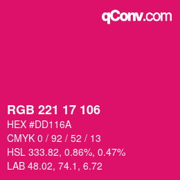 Color code: RGB 221 17 106 | qconv.com