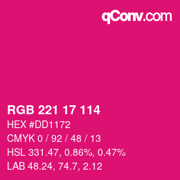 Color code: RGB 221 17 114 | qconv.com