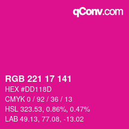 Color code: RGB 221 17 141 | qconv.com
