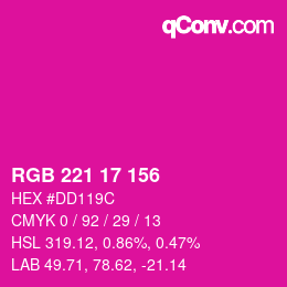 Color code: RGB 221 17 156 | qconv.com