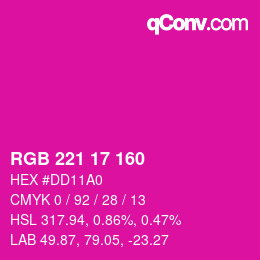 Color code: RGB 221 17 160 | qconv.com