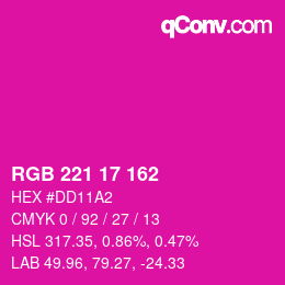 カラーコード: RGB 221 17 162 | qconv.com