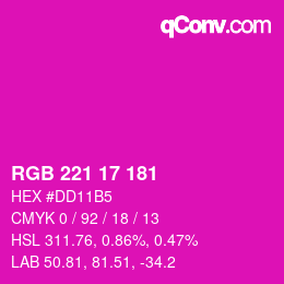 Color code: RGB 221 17 181 | qconv.com