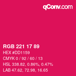 Color code: RGB 221 17 89 | qconv.com