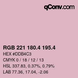 カラーコード: RGB 221 180.4 195.4 | qconv.com