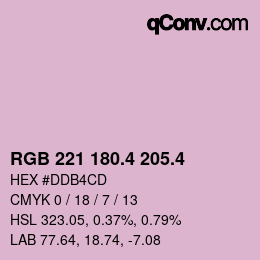 カラーコード: RGB 221 180.4 205.4 | qconv.com