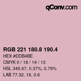 カラーコード: RGB 221 180.8 190.4 | qconv.com