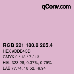カラーコード: RGB 221 180.8 205.4 | qconv.com