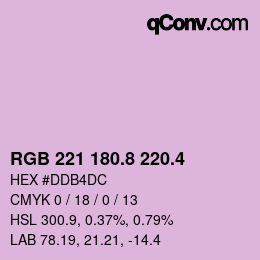 カラーコード: RGB 221 180.8 220.4 | qconv.com