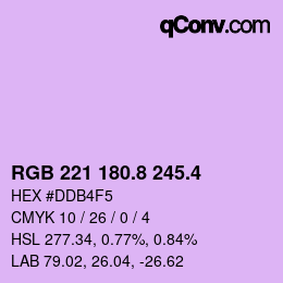 カラーコード: RGB 221 180.8 245.4 | qconv.com