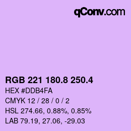 カラーコード: RGB 221 180.8 250.4 | qconv.com
