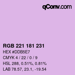 Color code: RGB 221 181 231 | qconv.com