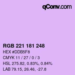 Color code: RGB 221 181 248 | qconv.com