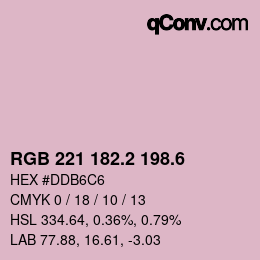カラーコード: RGB 221 182.2 198.6 | qconv.com