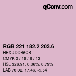 カラーコード: RGB 221 182.2 203.6 | qconv.com