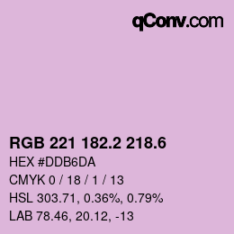 カラーコード: RGB 221 182.2 218.6 | qconv.com
