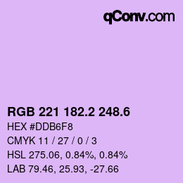 カラーコード: RGB 221 182.2 248.6 | qconv.com