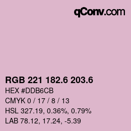 カラーコード: RGB 221 182.6 203.6 | qconv.com