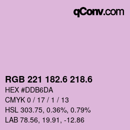 カラーコード: RGB 221 182.6 218.6 | qconv.com