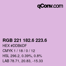 カラーコード: RGB 221 182.6 223.6 | qconv.com