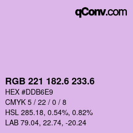 カラーコード: RGB 221 182.6 233.6 | qconv.com