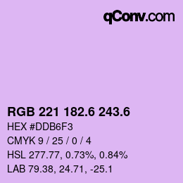 カラーコード: RGB 221 182.6 243.6 | qconv.com