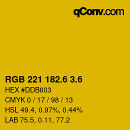 カラーコード: RGB 221 182.6 3.6 | qconv.com