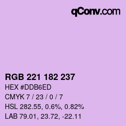 カラーコード: RGB 221 182 237 | qconv.com