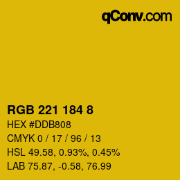 Color code: RGB 221 184 8 | qconv.com