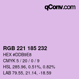 Color code: RGB 221 185 232 | qconv.com