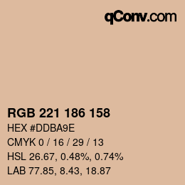 Color code: RGB 221 186 158 | qconv.com