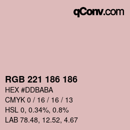 Color code: RGB 221 186 186 | qconv.com