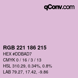 Color code: RGB 221 186 215 | qconv.com