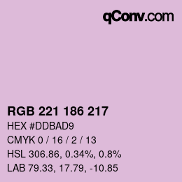 Color code: RGB 221 186 217 | qconv.com