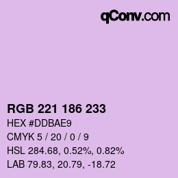 Color code: RGB 221 186 233 | qconv.com