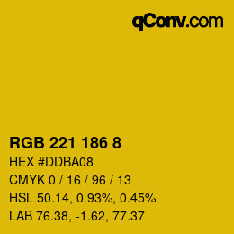 Color code: RGB 221 186 8 | qconv.com