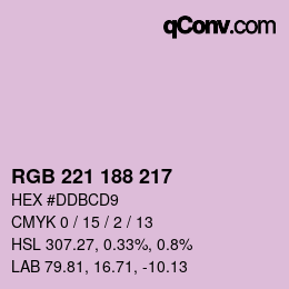 Color code: RGB 221 188 217 | qconv.com