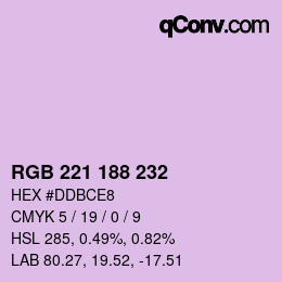 Color code: RGB 221 188 232 | qconv.com