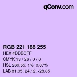 Color code: RGB 221 188 255 | qconv.com