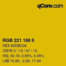 Color code: RGB 221 188 6 | qconv.com