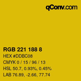 Color code: RGB 221 188 8 | qconv.com