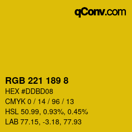 カラーコード: RGB 221 189 8 | qconv.com